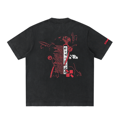 CYBE RUNNER 001 Black Distressed T-Shirt