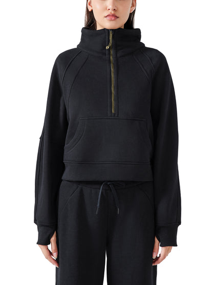 CYBE Cropped Half-Zip Sweatshirt