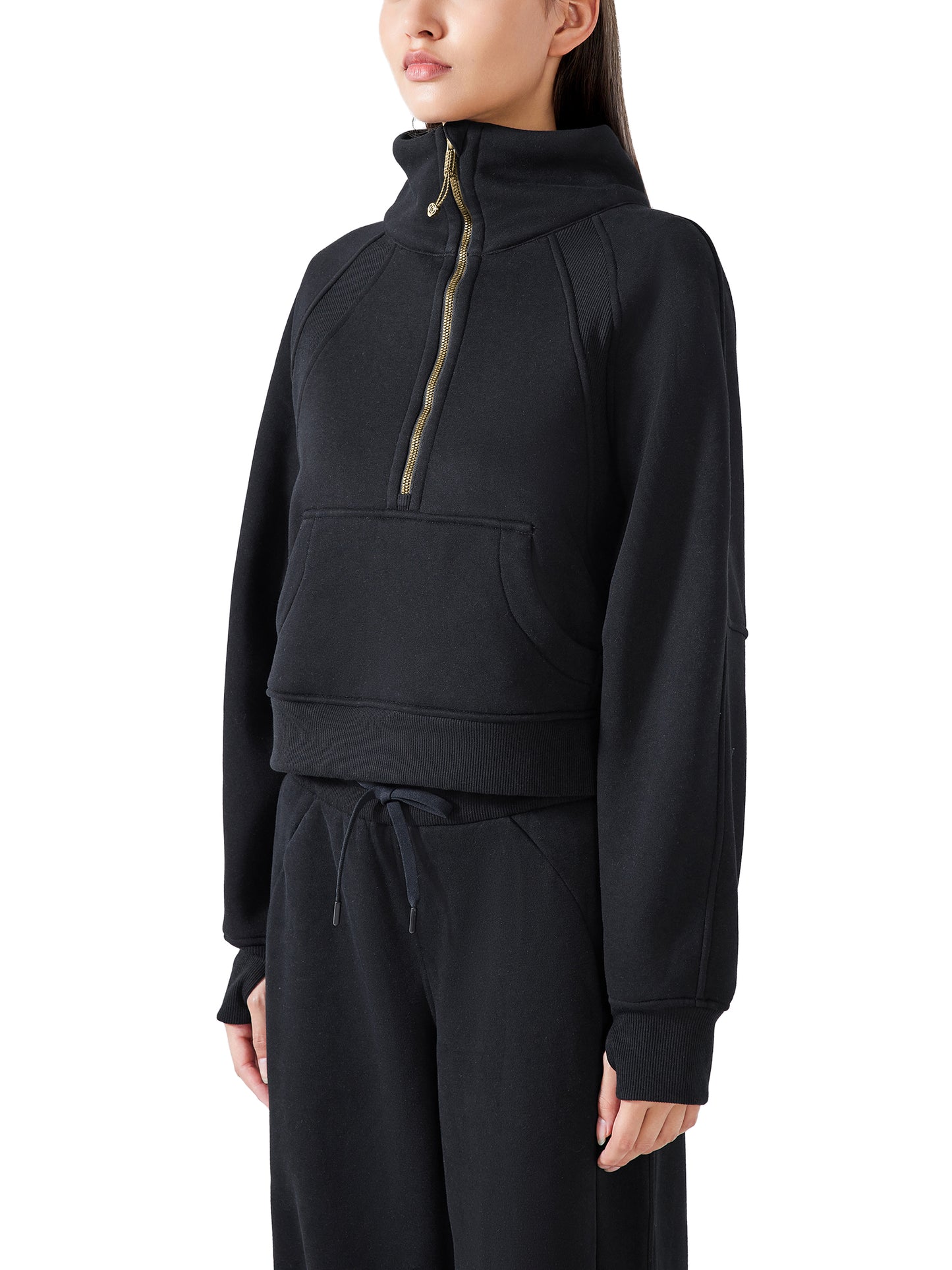 CYBE Cropped Half-Zip Sweatshirt